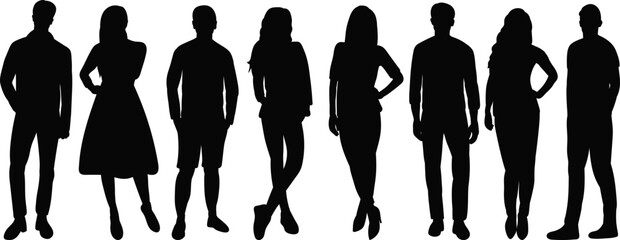 silhouette people on white background isolated, vector