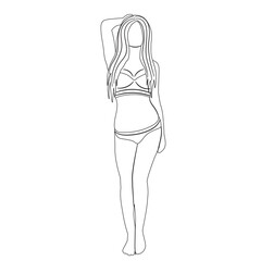 woman in lingerie outline sketch on white background isolated