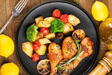 Homemade roasted chicken leg with Rosemary