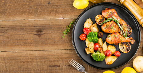 Homemade roasted chicken leg with Rosemary