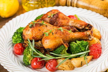 Homemade roasted chicken leg with Rosemary