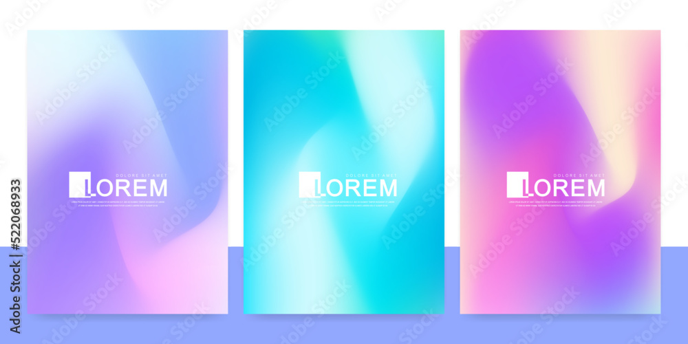 Poster Set of abstract soft pink and light blue waves lines background. Modern colorful gradient art concept. You can use for ad, poster, template, banner design, business presentation. Vector illustration.