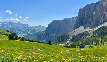 The beautiful scenery around the Dolomites in Italy
