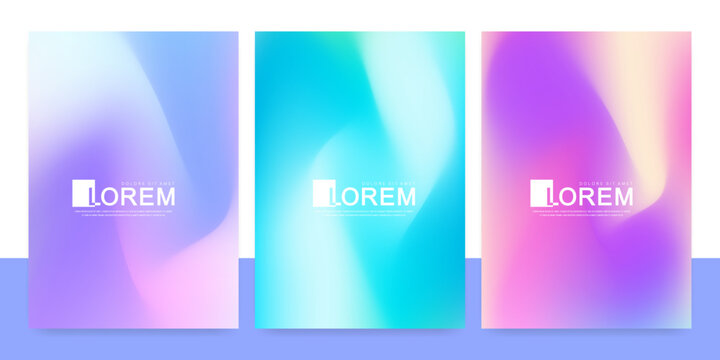 Set of abstract soft pink and light blue waves lines background. Modern colorful gradient art concept. You can use for ad, poster, template, banner design, business presentation. Vector illustration.
