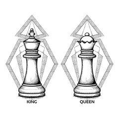 Hand Drawn Chess King and Queen