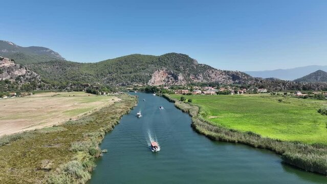 Dalyan river. Aerial vies of dalyan fethiye turkey.