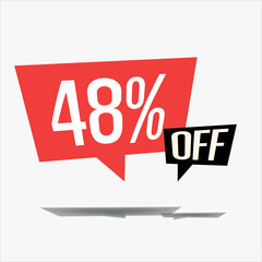 48% off discount sticker sale blue tag isolated vector illustration. discount offer price label, vector price discount symbol floating
