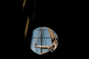 Peephole View of Sail Boat in San Diego