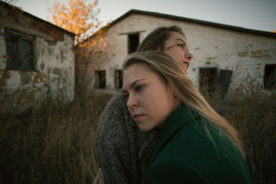 LGBT Lesbian couple. Two girls are standing close to each other