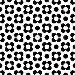 Fototapeta premium Circles, crosses seamless pattern. Geometrical print. Modern ornament. Dots, patches wallpaper. Geometric background. Contemporary backdrop. Vector art. Digital paper, textile print, abstract image.