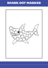 Shark dot marker Page for kids. Shark dot marker book for relax and meditation.