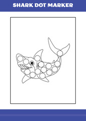 Shark dot marker Page for kids. Shark dot marker book for relax and meditation.