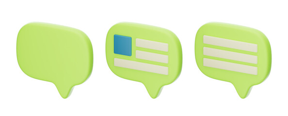 Chat mensages. Green, 3d icons 