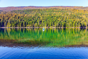 The smooth surface of the lake