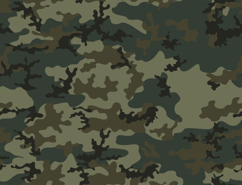 
Army camo green seamless pattern, military uniform, vector modern textile design. Ornament.