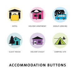 Accommodation Buttons, Travel and Tourism categories
