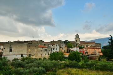 Fototapeta na wymiar Panoramic view of Sant'Agata de 'Goti, a medieval village in the province of Avellino in Campania, Italy.