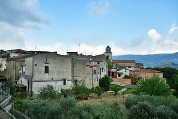 Panoramic view of Sant'Agata de 'Goti, a medieval village in the province of Avellino in Campania,...
