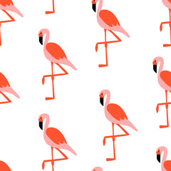Seamless pattern with flamingo. Vector flat background