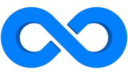 Infinity symbol 3d blue isolated on white background - 3d rendering