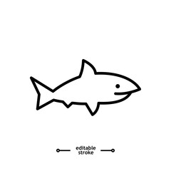 Shark icon. Sea dangerous predator. Angry animal vector, sign, symbol, logo, illustration, editable stroke, flat design style isolated on white linear