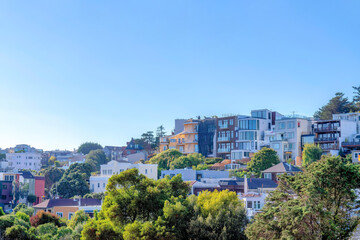 Large residential buildings on a slope at San Francisco, California