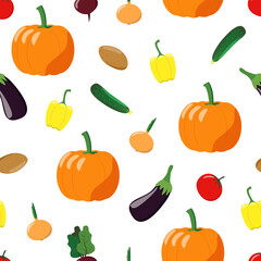 Harvest vegetables flat seamless pattern