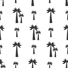 Palm tree black and white seamless pattern