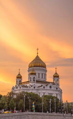 Cathedral of Christ the Savior in Moscow at sunset