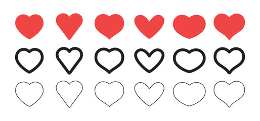 Heart icons. Love symbol vector illustration. Valentine's day and love design elements.