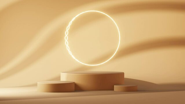 Peach circle podium stage scene for product design and presentation 3d animation loop background