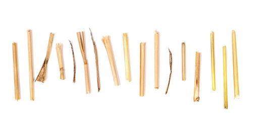 Macro straw isolated on white for design and construction, clipping path 