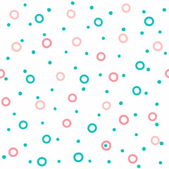 Simple seamless pattern with small dots and circles drawn by hand. Cute vector illustration. - 522076585