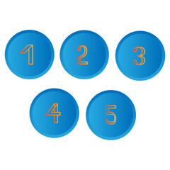 Numbers from 1 to 5 (1, 2, 3, 4, 5) with blue background and orange colors