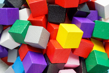 Lots of colored cubes. Abstract concept of complexity and chaos. - obrazy, fototapety, plakaty
