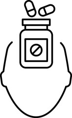 Stress, depression black line silhouette icon isolated on white. Nervous breakdown, heaviness, neurasthenia pictograms collection. Frustration. headache vector.