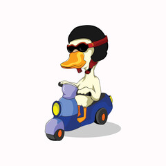 Duck riding a scooter