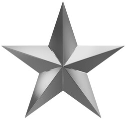 Christmas Star metal - 5 point star - isolated on white - 3d rendering