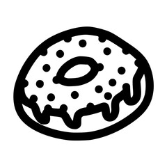 donut with icing and sugar lineart vector illustration icon with doodle hand drawn style for coffee shop and business