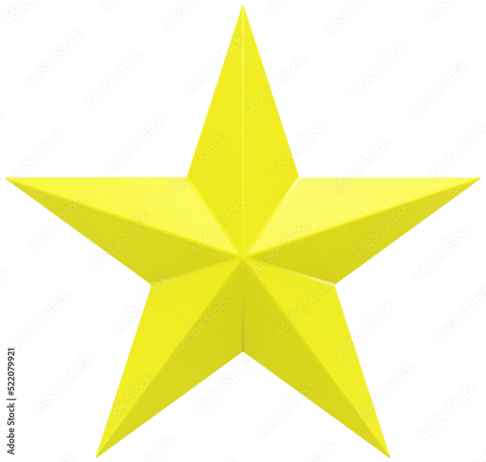 Wall mural christmas star yellow - 5 point star - isolated on white - 3d rendering