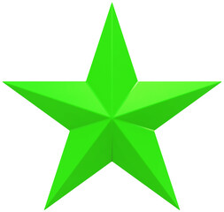 Fototapeta premium Christmas Star green - 5 point star - isolated on white - 3d rendering