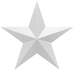 Christmas Star white - 5 point star - isolated on white - 3d rendering