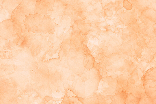 Watercolor autumn texture background. Orange and yellow abstract landscape gradient. Peach batik graphic. Fall color painting. Design illustration brush stroke. Aquarelle art backdrop