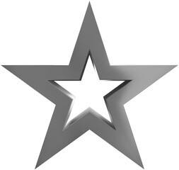 Christmas star metal - outlined 5 point star - isolated on white - 3d rendering