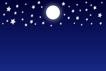 Obraz na płótnie Canvas A night with stars and a full moon