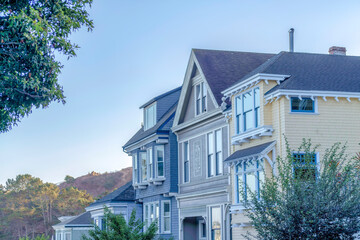 Neighborhood in San Francisco, CA with row of houses