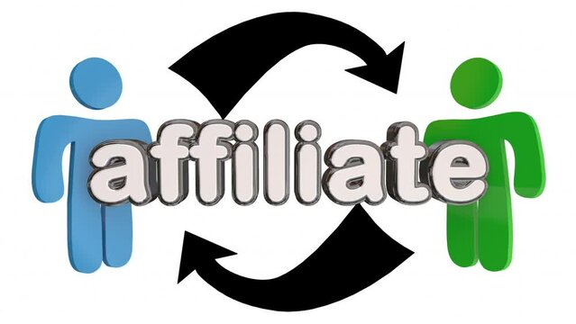 Affiliate Two People Partnership Marketing Opportunity Arrows 3d Animation