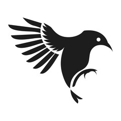 Fly bird silhouette in black color. bird logo icon.