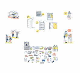 災害対策・防災用品イラスト　セット