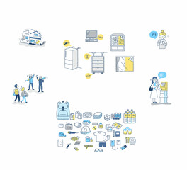 災害対策・防災用品イラスト　セット